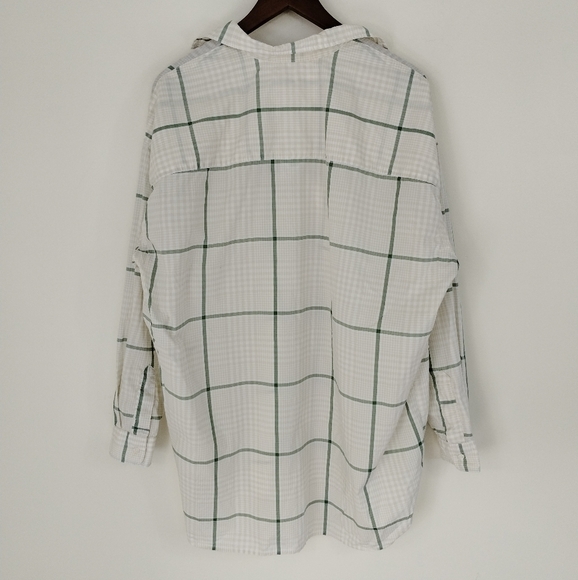 Frank & Eileen Shirley Shirt Size Small Green White Checks Oversized Cotton - Picture 9 of 9